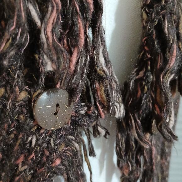 Per Una L Made in Italy Mohair/Wool plus blend Brown Speckled Cardigan Fringed - Picture 5 of 16